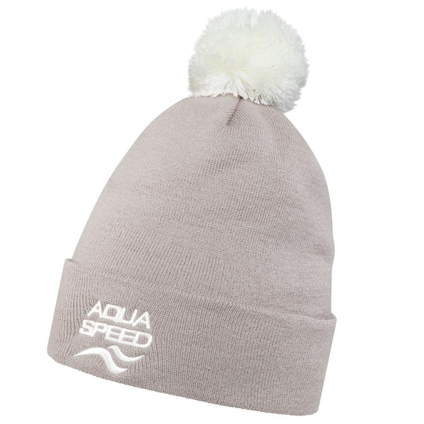 Czapka zimowa Aqua Speed 05 z pomponem - beżowa