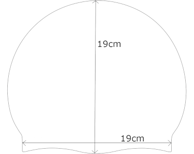 The image shows the marked dimensions of the cap indicating its length and width volume cap
