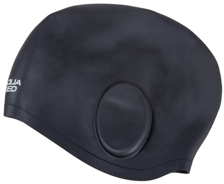 Big silicone swim cap and long hair Aqua Speed Ear Cap Volume 07 - black 