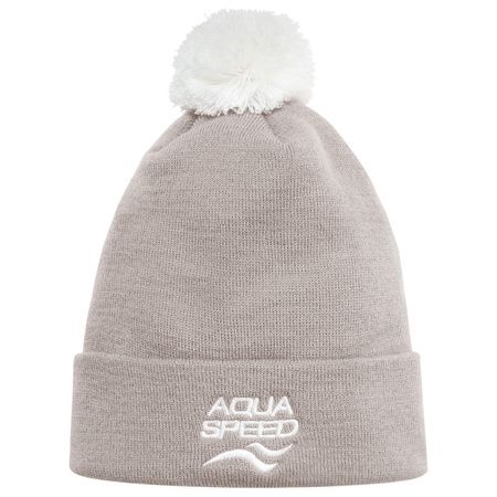 Aqua Speed 05  Winter Hat with Pom-Pom – beige – white logo