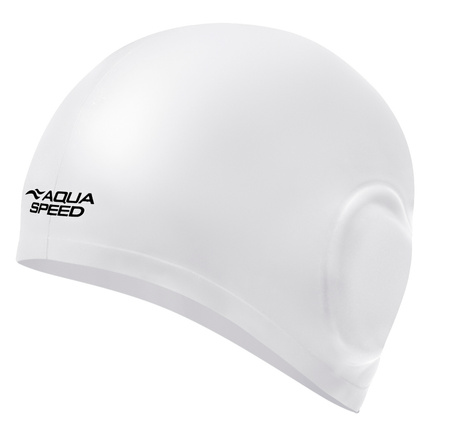 Big silicone swim cap and long hair Aqua Speed Ear Cap Volume 05 - pearl white 