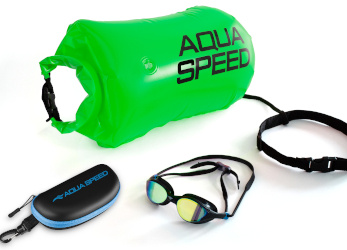 Zestaw Open Water - boja zielona i okulary pływackie + Etui Vortex od AQUA SPEED