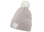 Czapka zimowa z pomponem Aqua Speed 05 - beżowa - białe logo
