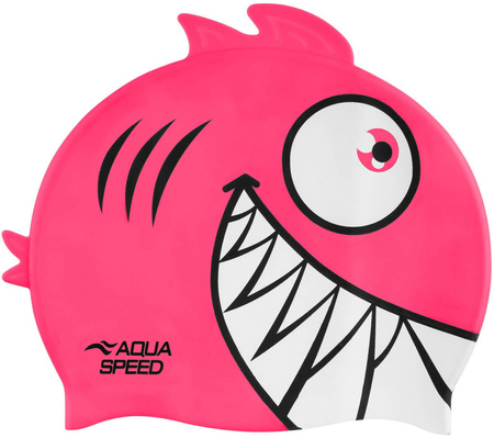 Children's swimming cap with 3D element Aqua Speed Zoo Pirana 03 - pink 