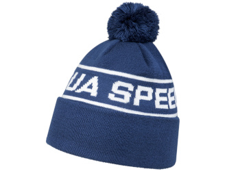 Czapka zimowa z pomponem Aqua Speed 10 - granatowa - białe logo