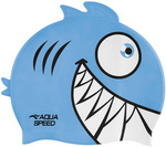 Czepek pływacki dla dzieci z trójwymiarowym elementem Aqua Speed Zoo Pirana 02 - niebieski