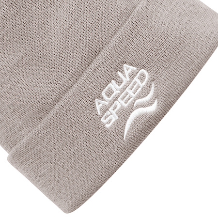 Aqua Speed 05  Winter Hat with Pom-Pom – beige – white logo
