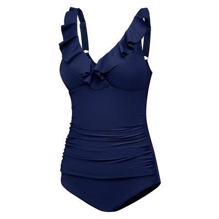 Damski kostium kąpielowy z falbanką Aqua Speed Lydia 10 - granatowy