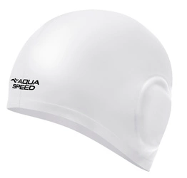 Big silicone swim cap and long hair Aqua Speed Ear Cap Volume 05 - pearl white 