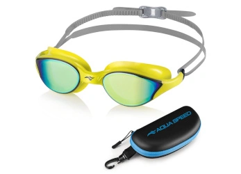 Swimming goggles Aqua Speed Vortex Mirror + Case 38 - yellow